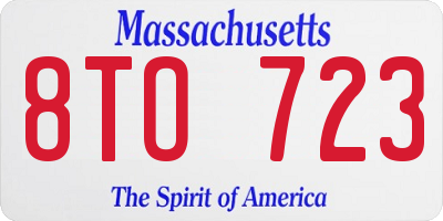 MA license plate 8TO723