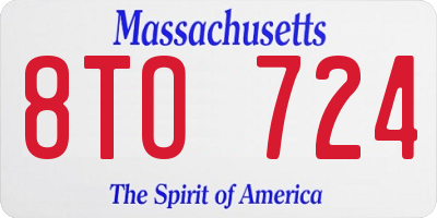 MA license plate 8TO724