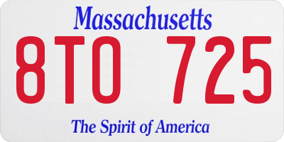 MA license plate 8TO725