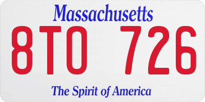 MA license plate 8TO726