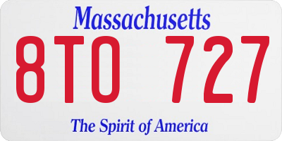 MA license plate 8TO727