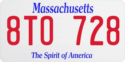 MA license plate 8TO728