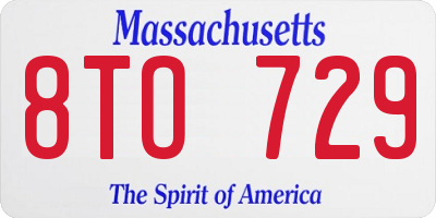 MA license plate 8TO729