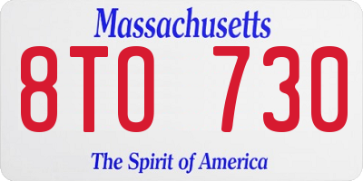 MA license plate 8TO730