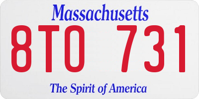 MA license plate 8TO731
