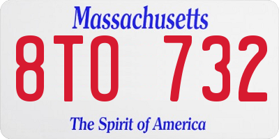 MA license plate 8TO732