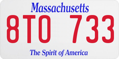 MA license plate 8TO733