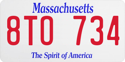 MA license plate 8TO734