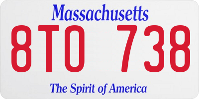 MA license plate 8TO738