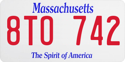 MA license plate 8TO742