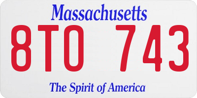 MA license plate 8TO743