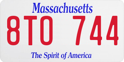 MA license plate 8TO744