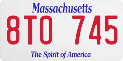 MA license plate 8TO745