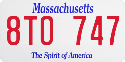 MA license plate 8TO747