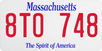 MA license plate 8TO748