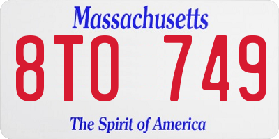 MA license plate 8TO749