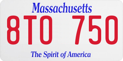 MA license plate 8TO750
