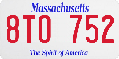 MA license plate 8TO752