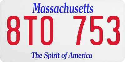 MA license plate 8TO753