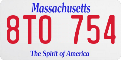 MA license plate 8TO754