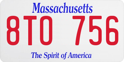 MA license plate 8TO756