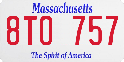 MA license plate 8TO757