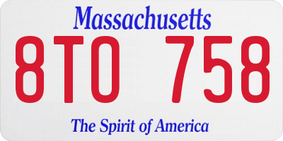MA license plate 8TO758