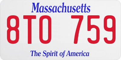 MA license plate 8TO759