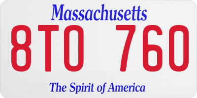 MA license plate 8TO760