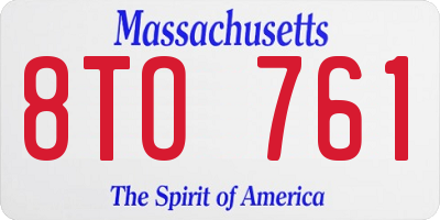 MA license plate 8TO761