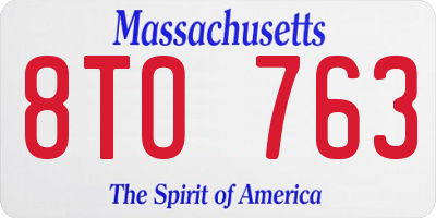 MA license plate 8TO763