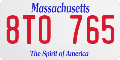 MA license plate 8TO765