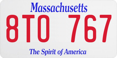 MA license plate 8TO767