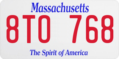 MA license plate 8TO768