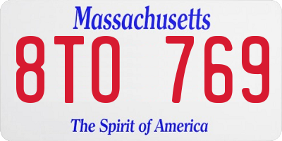 MA license plate 8TO769