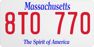 MA license plate 8TO770