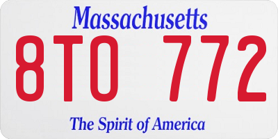 MA license plate 8TO772