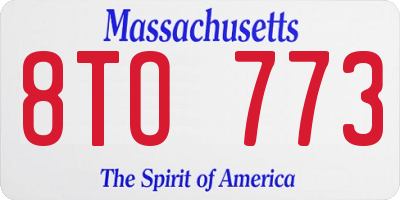 MA license plate 8TO773