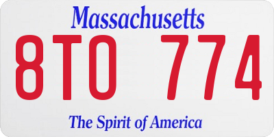 MA license plate 8TO774