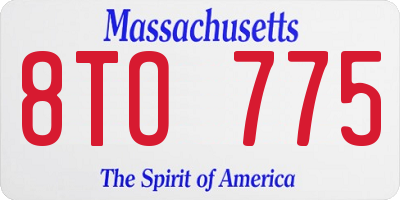 MA license plate 8TO775