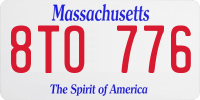 MA license plate 8TO776