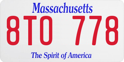 MA license plate 8TO778