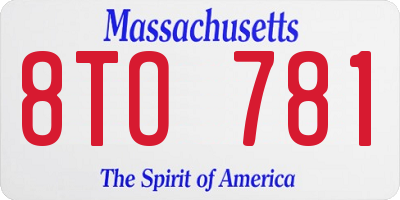 MA license plate 8TO781