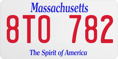 MA license plate 8TO782