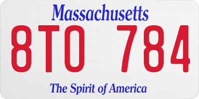 MA license plate 8TO784