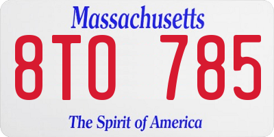 MA license plate 8TO785