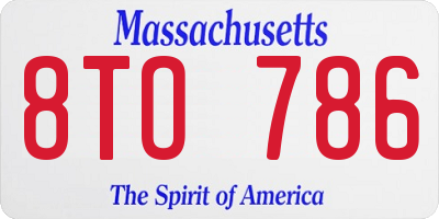 MA license plate 8TO786