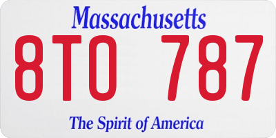 MA license plate 8TO787
