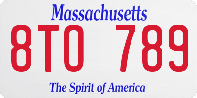 MA license plate 8TO789
