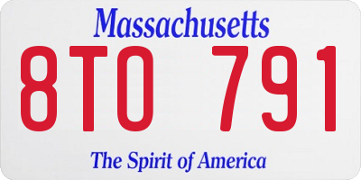 MA license plate 8TO791